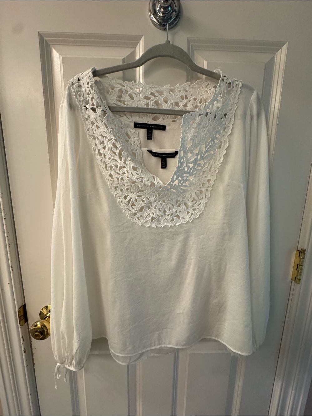 Boho White Crochet Trim Shear Peasant Blouse w/Cami, Festival, coastal, Size 8